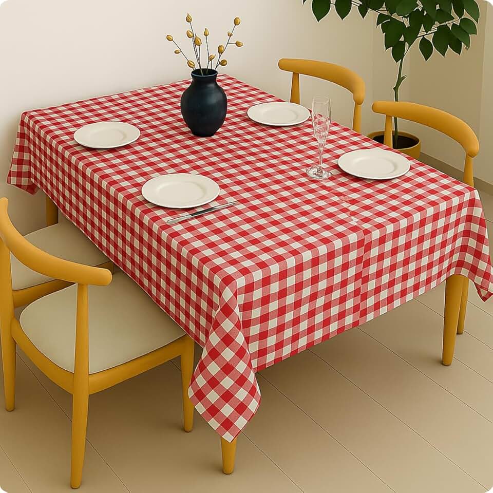 Toalha de Mesa Xadrez Retangular Ideal para Casa Apartamento Airbnb 1m x 1,50 (VERMELHO)