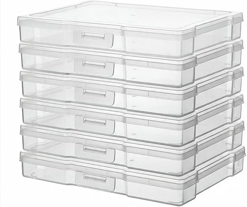 novelinks 6 Pack 5"x7" Clear Photo Storage Boxes – Plastic Picture Organizer Cases with Lids – Photo Keeper Containers for 5x7 Prints, Cards, and Craft Supplies