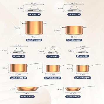 Nuwave 12-Pc Duralon Ceramic Blue Cookware Set in Rustic Copper, PFAS-Free