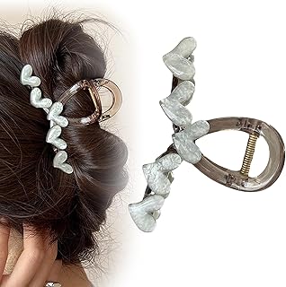 مشبك شعر اكريليك متوسط الحجم بتصميم قلب لطيف ولمسة جليتر أخضر لتزيين شعر النساء والبنات ويناسب الشعر السميك والرقيق، قطعة واحدة