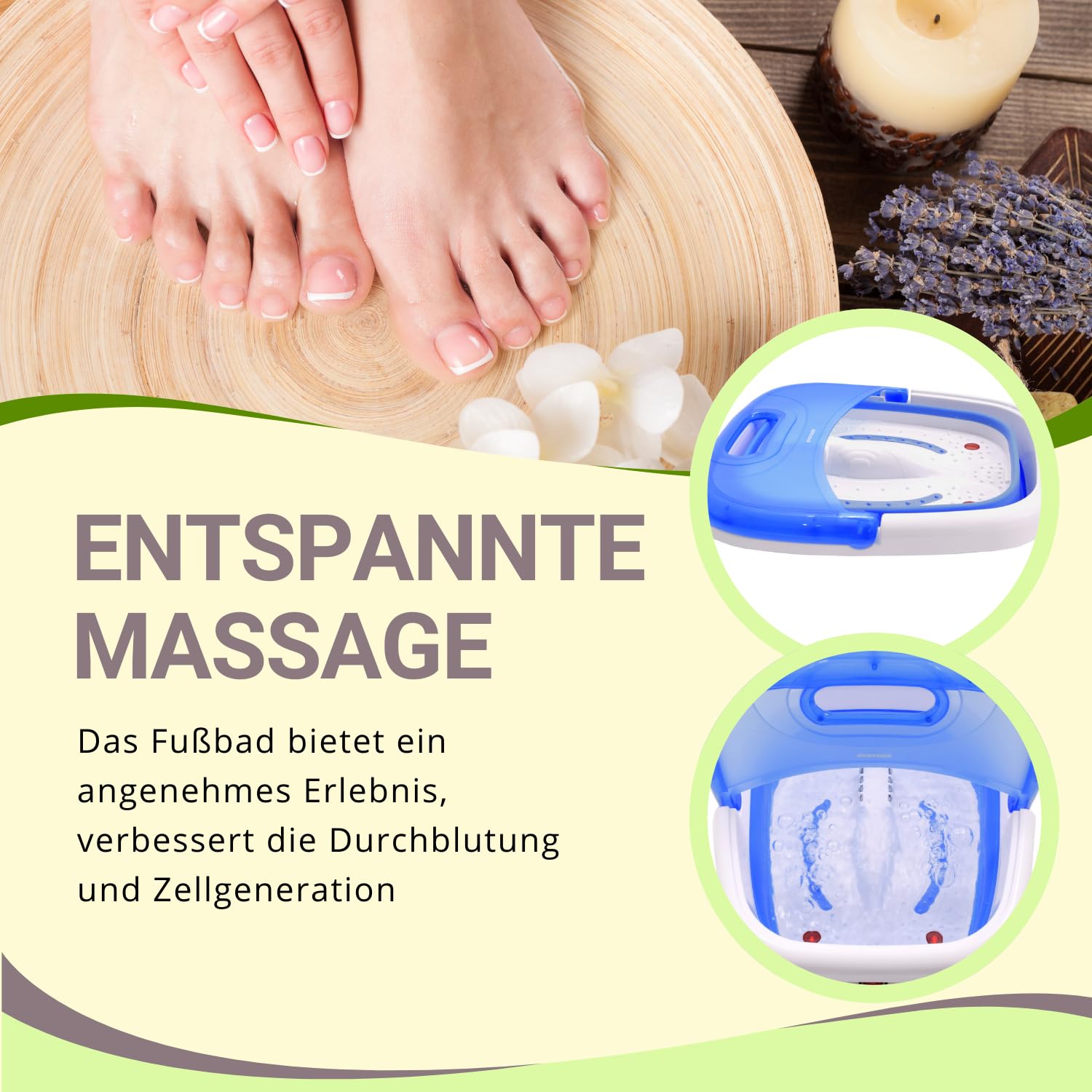 Syntrox Germany Fußbad mit Vibration, Sprudelmassage, Infrarotlicht, Faltbares elektrisches Fußbad, Fußmassagegerät FSB-350W Folder