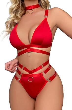 Lilosy Sexy Lingerie Set 3 Piece Women Outfit Bra Panty