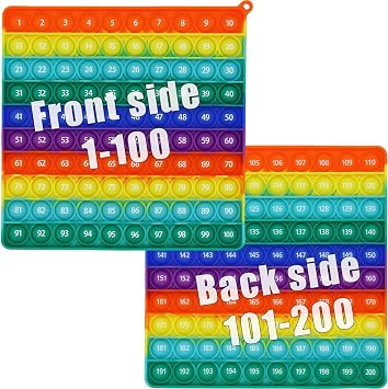 PETBSNVB Double Side 1 100 200 Pop it, Chart, Numbers, Row Counter Knitting Crochet, Stitch Counters Crocheting Square Popper Fidget Sensory Toy, Educational Tool, Great Gift for Birthdays, Christmas