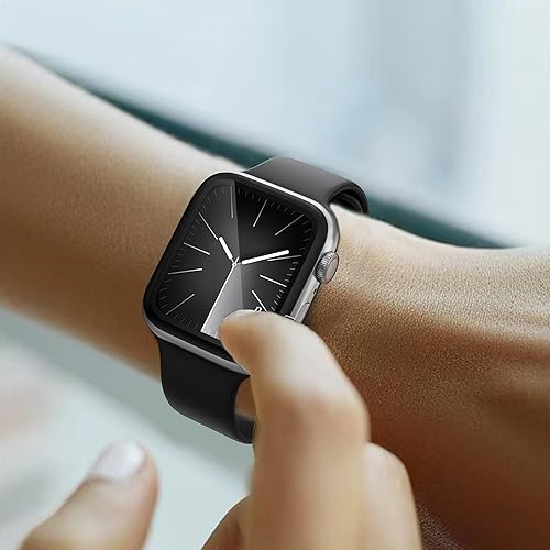 Miniatura 6 de MRYUESG Paquete de 2 protectores de pantalla compatibles con Apple Watch Series 9, marco de metal de aleación de aluminio + vidrio templado 9H,
