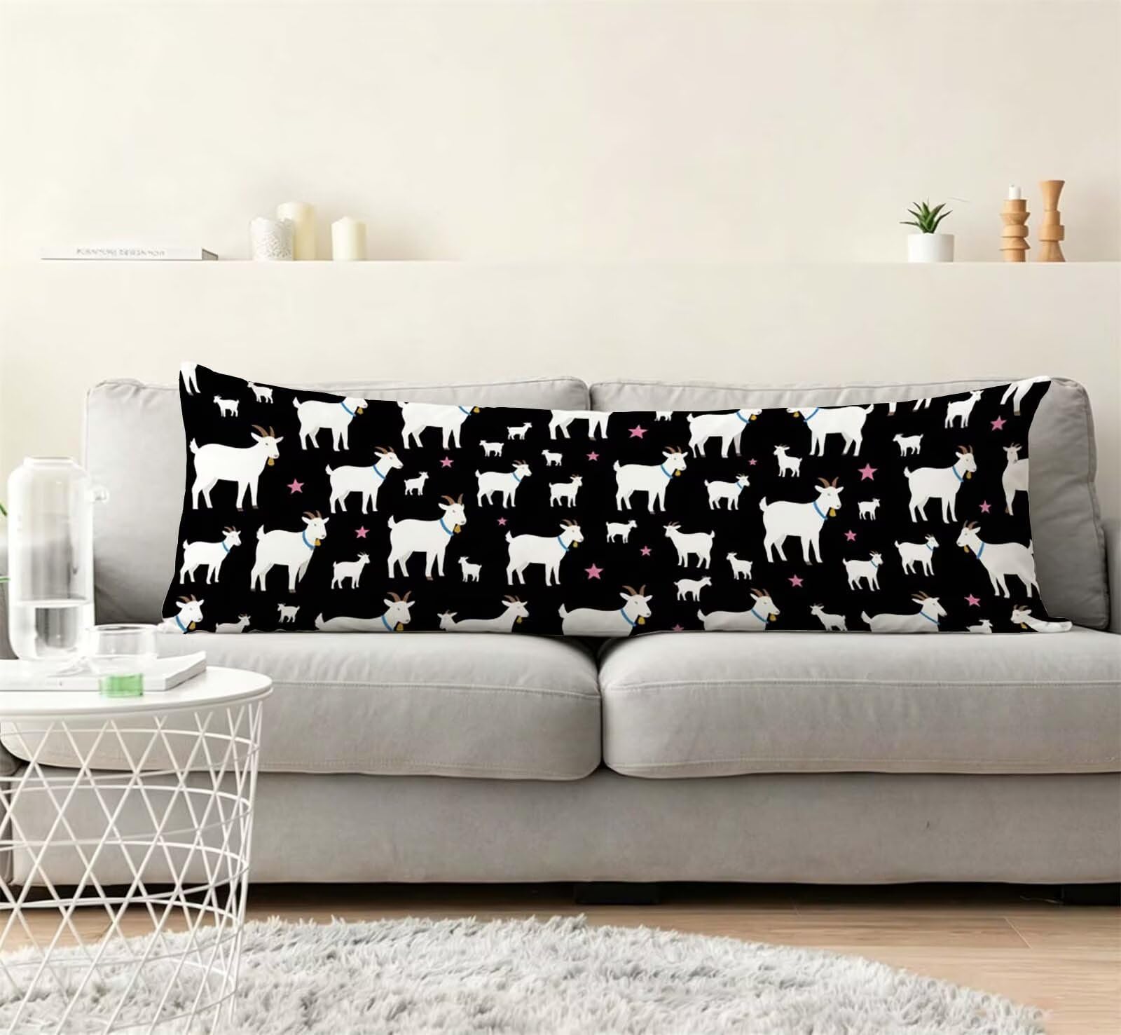 Nero-6 Federe Cuscino Letto 50 x 150 cm, Grande Cuscini per Divano Lino, | Doppia Faccia Stampa, Animale Fodera per Cuscino Decorativa, con Cerniera, Cuscino per Dormire Sul Fianco j-190