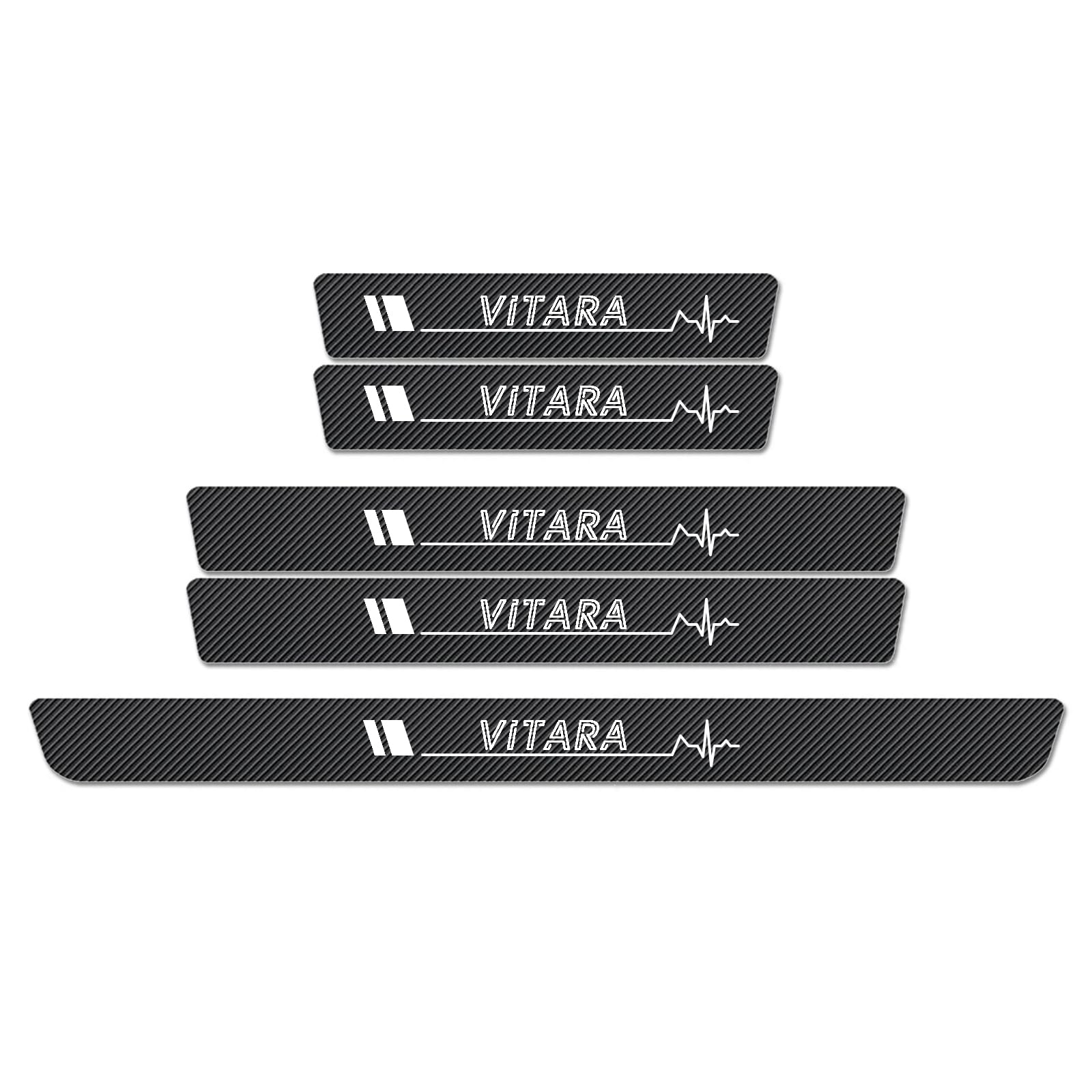 WXH97F Car Door Sill Protector Scuff Plates for SUZUKI Vitara 2016-2023, Carbon Fibre Effect Door Step Guard, Rear Boot Bumper Strip, Self-Adhesive Anti-Scratch Protection Sticker