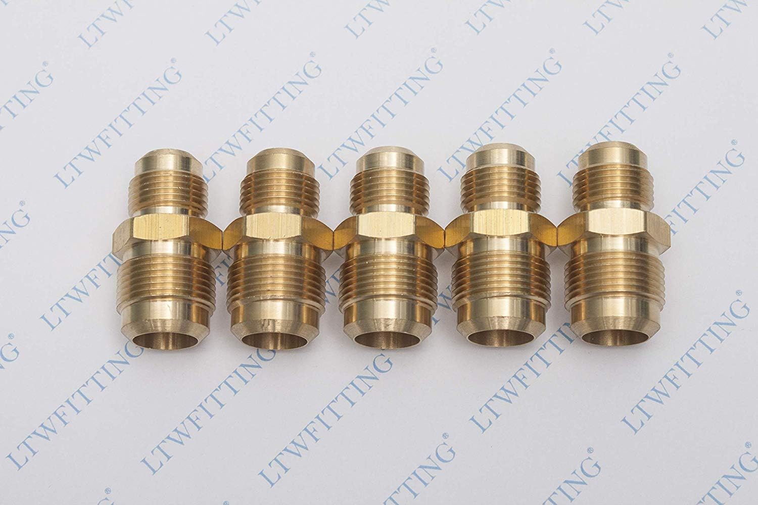 LTWFITTING Brass 3/4" OD x 5/8" OD Flare Reducing Union,Brass Flare Tube Fitting(Pack of 5)