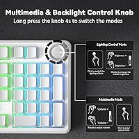 Vista 7 de AULA F99 Pro Wireless Mechanical Keyboard-Silent Version,BT5.0/2.4GHz/USB-C Hot Swappable Custom Keyboard,Gasket Structure,Pre-lubed Linear Switches