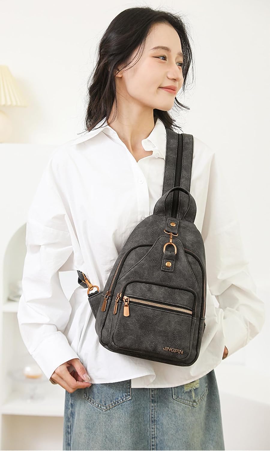 O-TBOST Convertible Sling Bag for Women Fashion Backpack Purse Faux Leather Crossbody Bag Travel Casual Daypack (Coffee) - Image 2