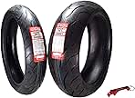 Kenda KM1 (KM001) 120/70ZR17 Front (58W) & 190/50ZR17 Rear (73W) Tires for Sport Touring Motorcycles, Radial with High-Speed Stability & Excellent Wet Grip w/Keychain (120/70-17) (190/50-17) (2-Pack)