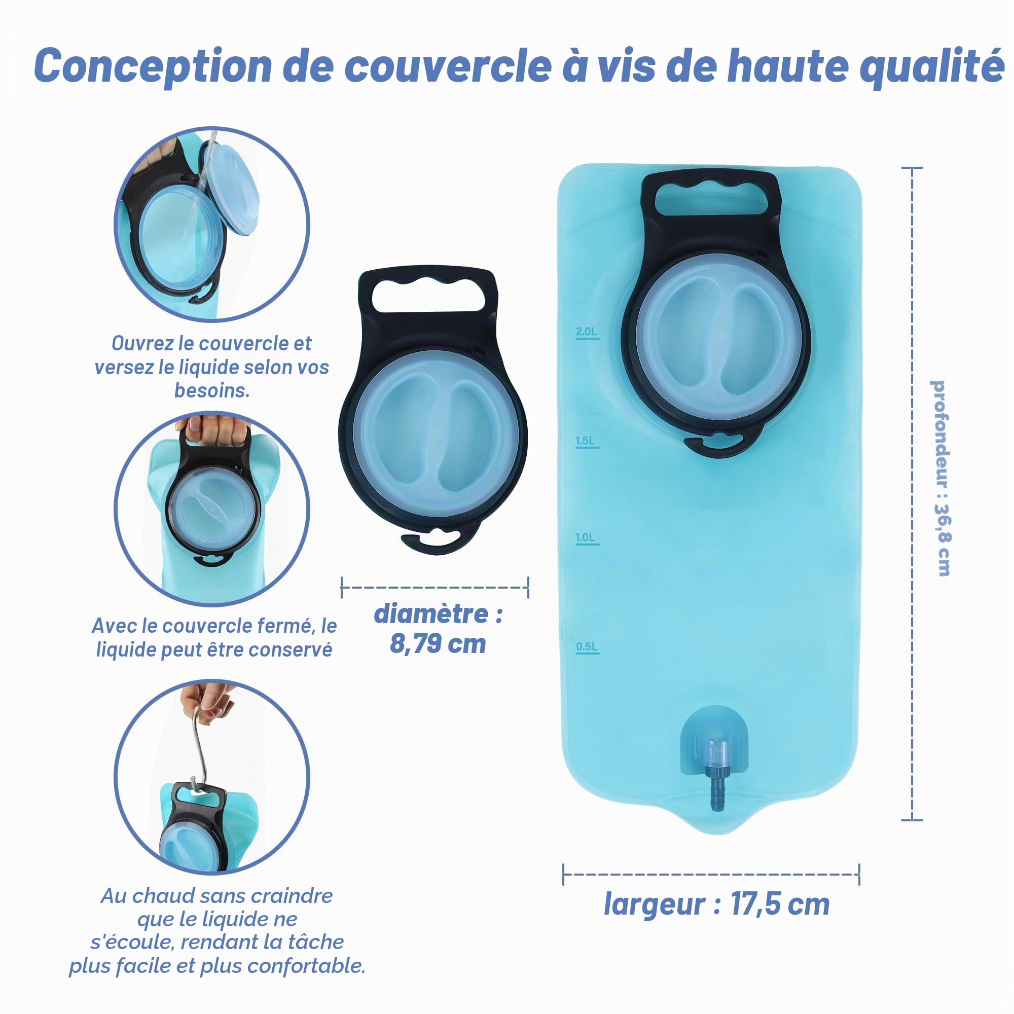 TopQuaFocus Kit de sac de douche pour lavements à la maison avec tube en silicone de 2m, sac de lavement portable pour homme et femme, nettoyage du côlon pour nettoyage du côlon