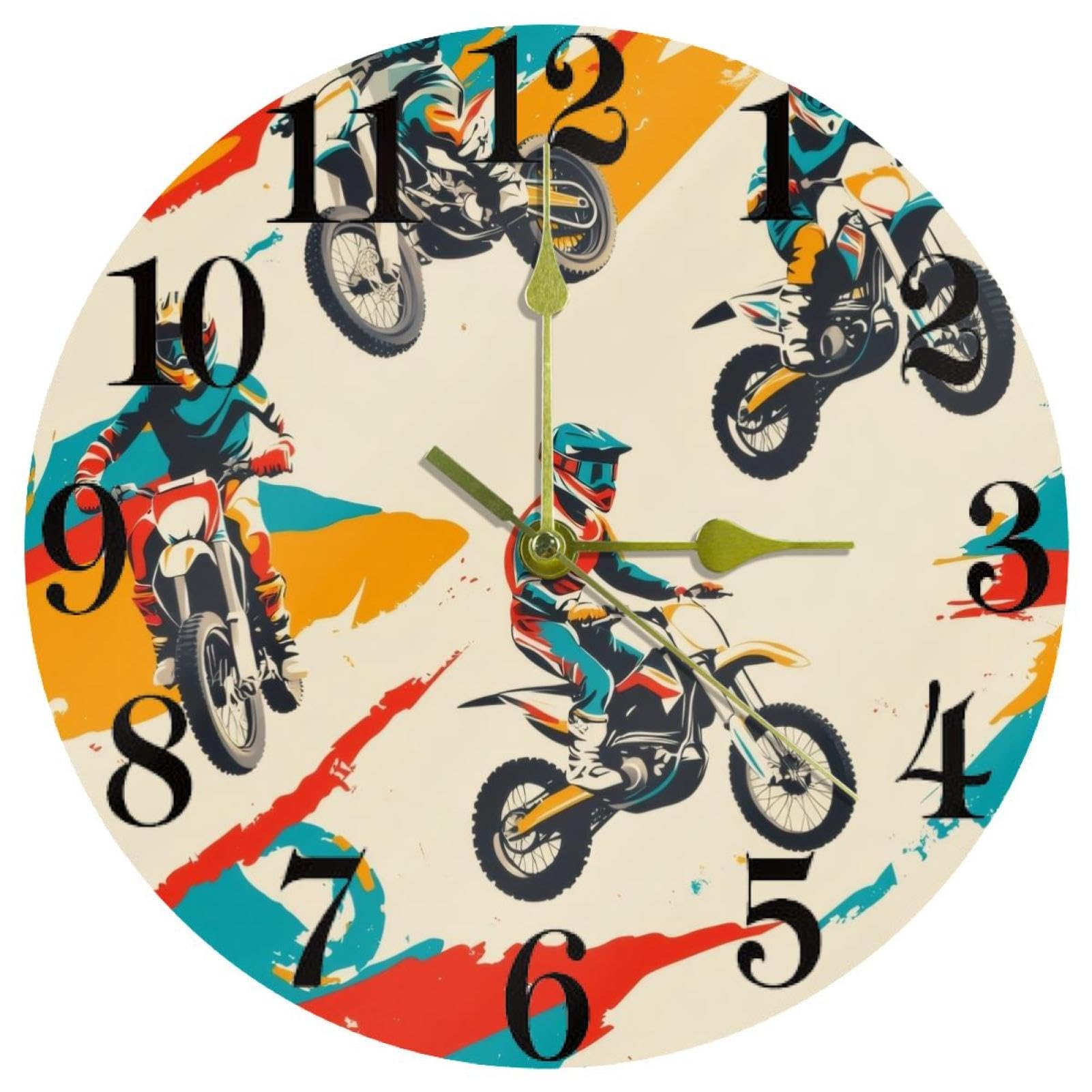 Horloge murale de compétition moto cross pour décorer la cuisine et le bureau