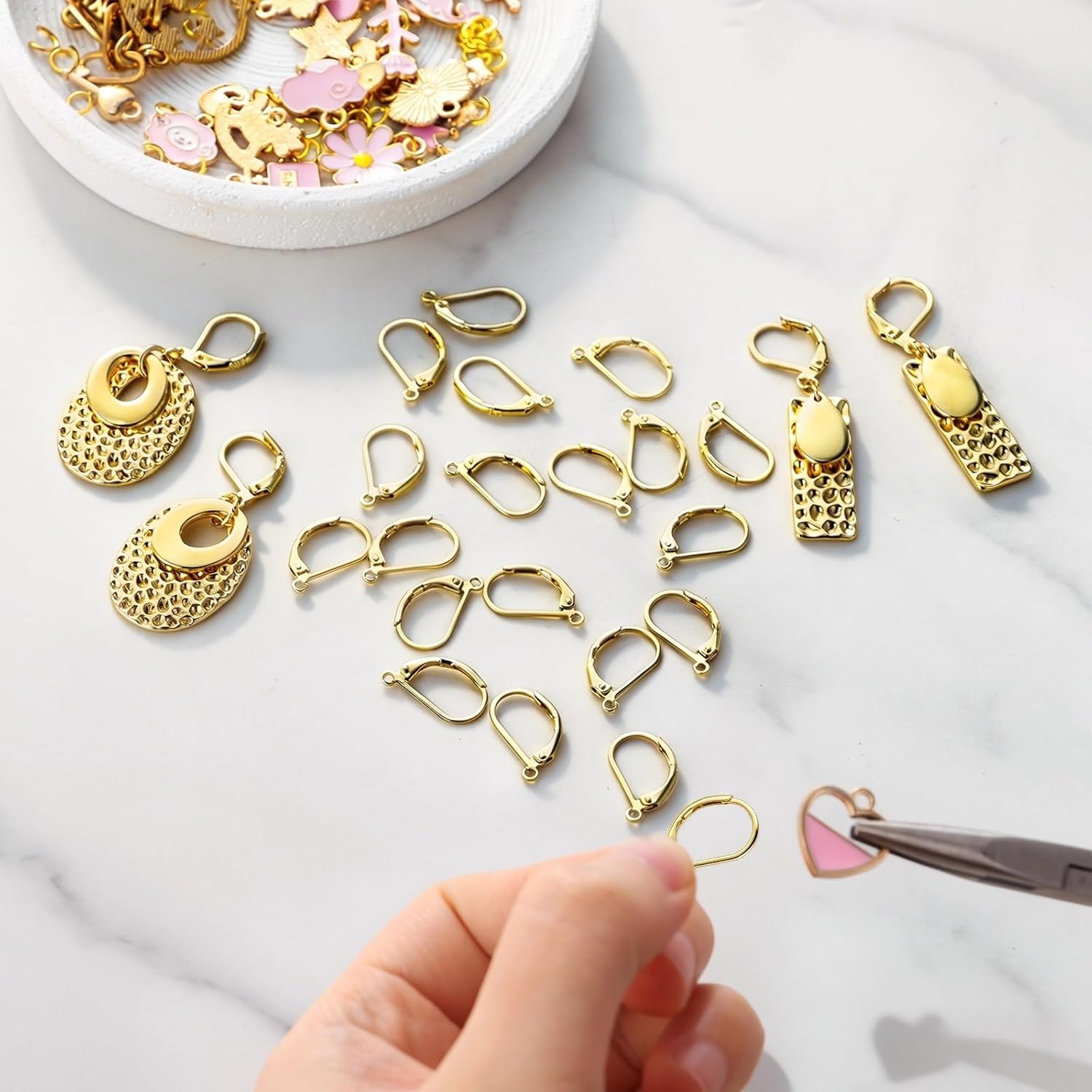 20 PCS Hypoallergenic 14K Gold Leverback Earring Hooks with Loop Jewelry Making Supplies for DIY Dangle Earring Making