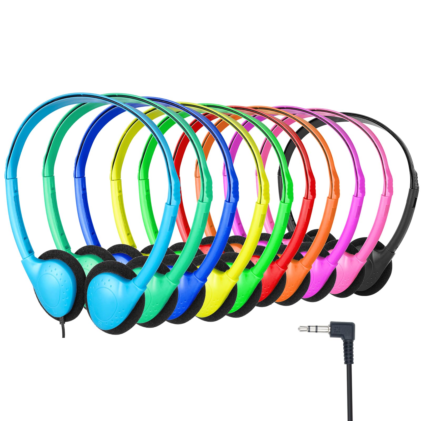 OSSZIT Kids Headphones Bulk 30 Pack Multi Color for School Classroom Students Children Toddler Boys Girls Teen and Adult (10 Mixed Color)
