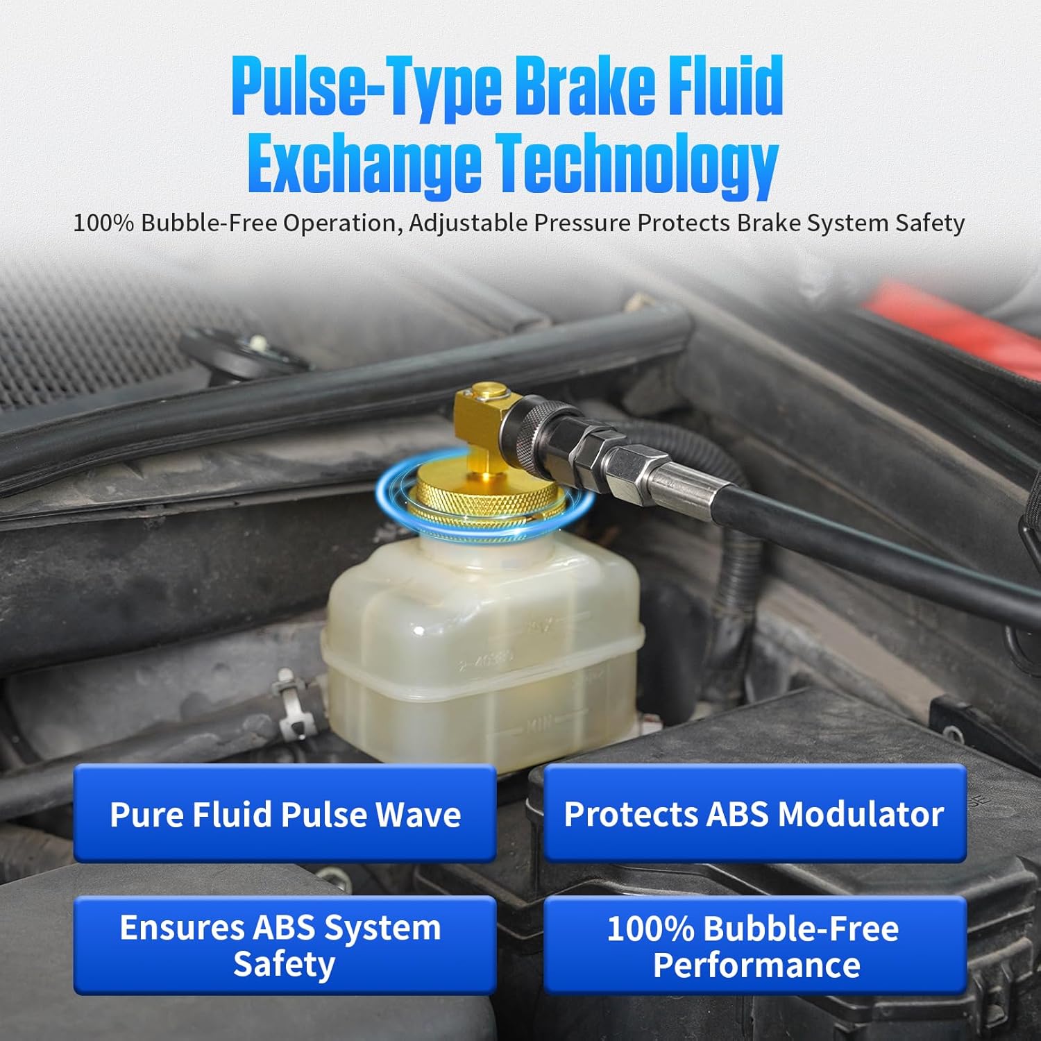 PLAYOCCAR Automatic Brake Bleeder Kit,110V Vacuum Brake Fluid Bleeder Kit,Fully Automatic Pressure Brake Bleeder kit,One-Person Operation,Air-Free Filling,Precise Pressure Control,9 Adapters.