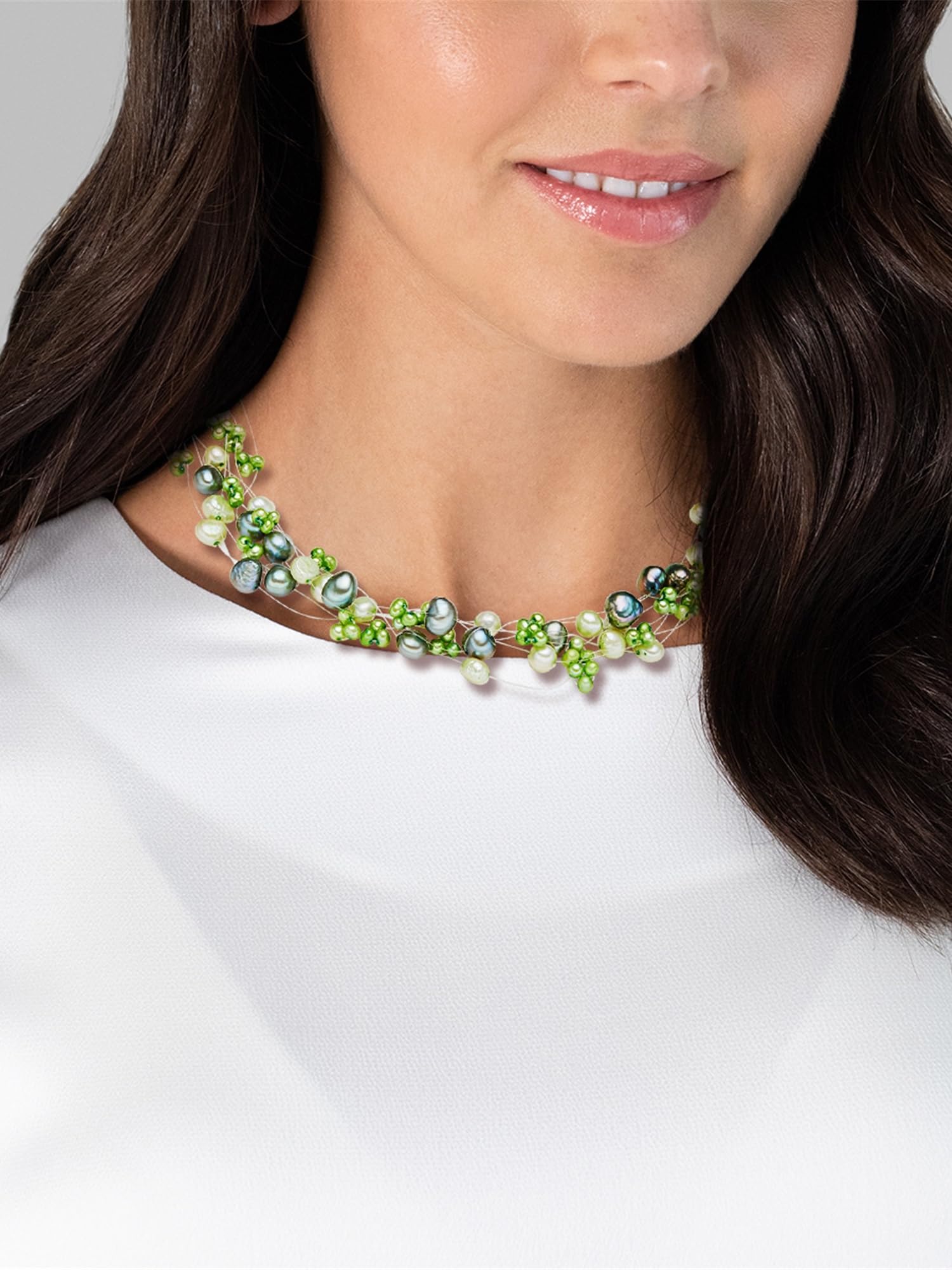 Valero Pearls Collar para Mujer Plata de ley 925 Perlas de agua dulce de cultivo Cadena de perlas