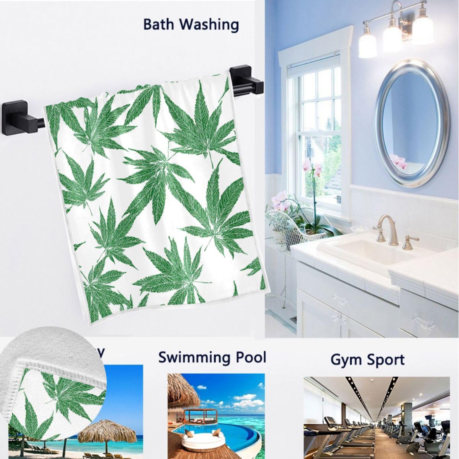 Amazon.com: Naanle Marijuana Leaves Pattern Soft Absorbent Guest