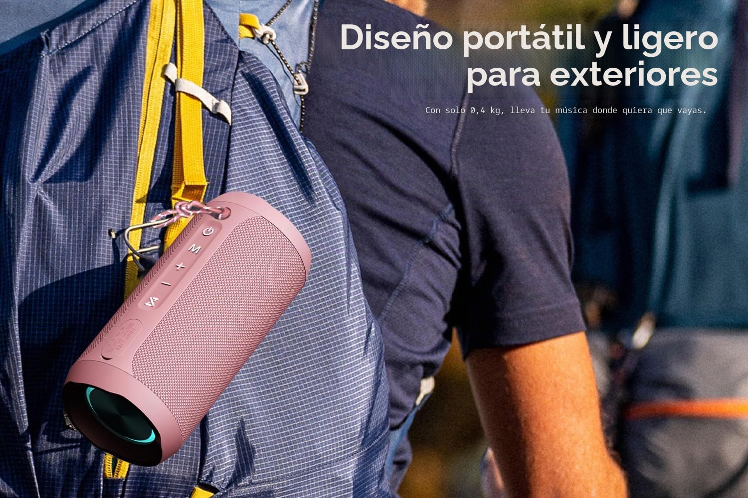 EDUPLINK Altavoz Bluetooth, portátil y Resistente al Agua IPX7 (Rosa)