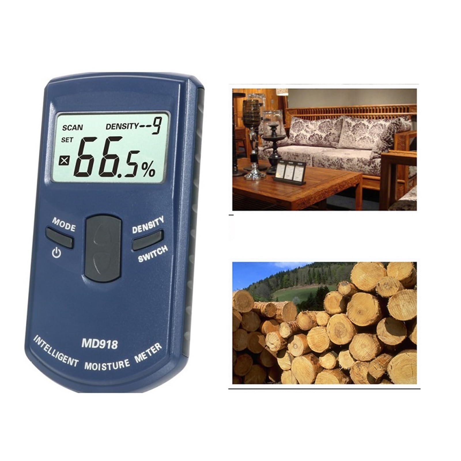 Tester wilgotności, Indukcja elektromagnetyczna cyfrowy miernik wilgotności drewna Tester wilgotności drewna higrometr detektor wilgoci w drewnie duży wyświetlacz LCD,Higrometr(MD918-01)