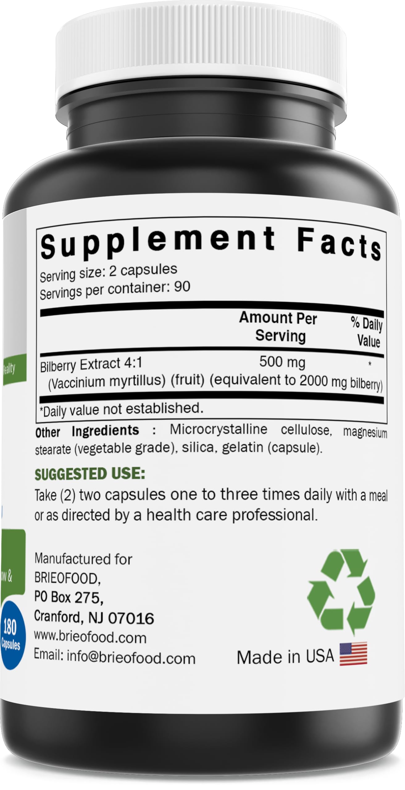 Bilberry Extract 2000 mg per Serving 180 Capsules — Amazon image 4