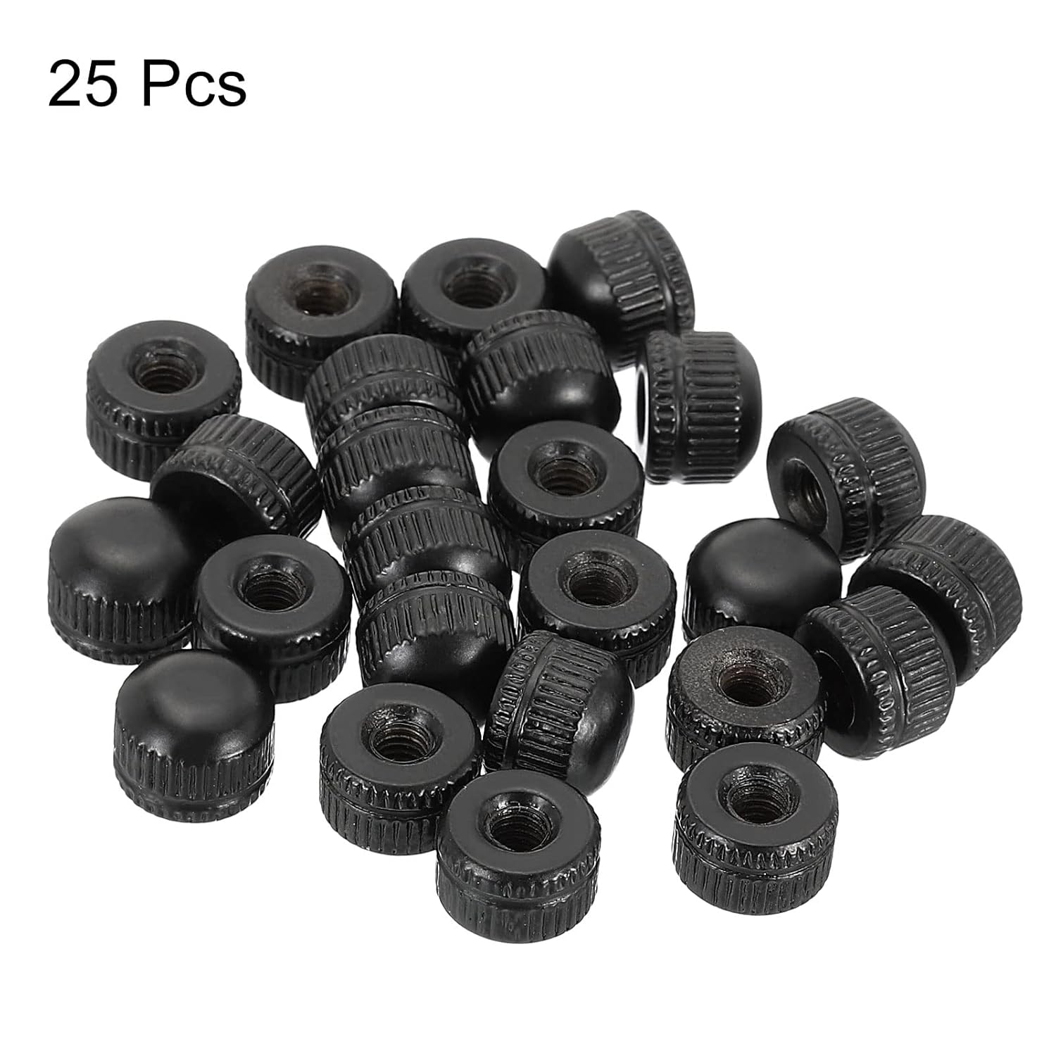 PATIKIL M4x0.7 Cap Nut, 25 Pack Acorn Nut Screw Knob Cap Insert Bolt Cover Female Thread Knurled Decorative Hardware Fittings Light Fixtures Black
