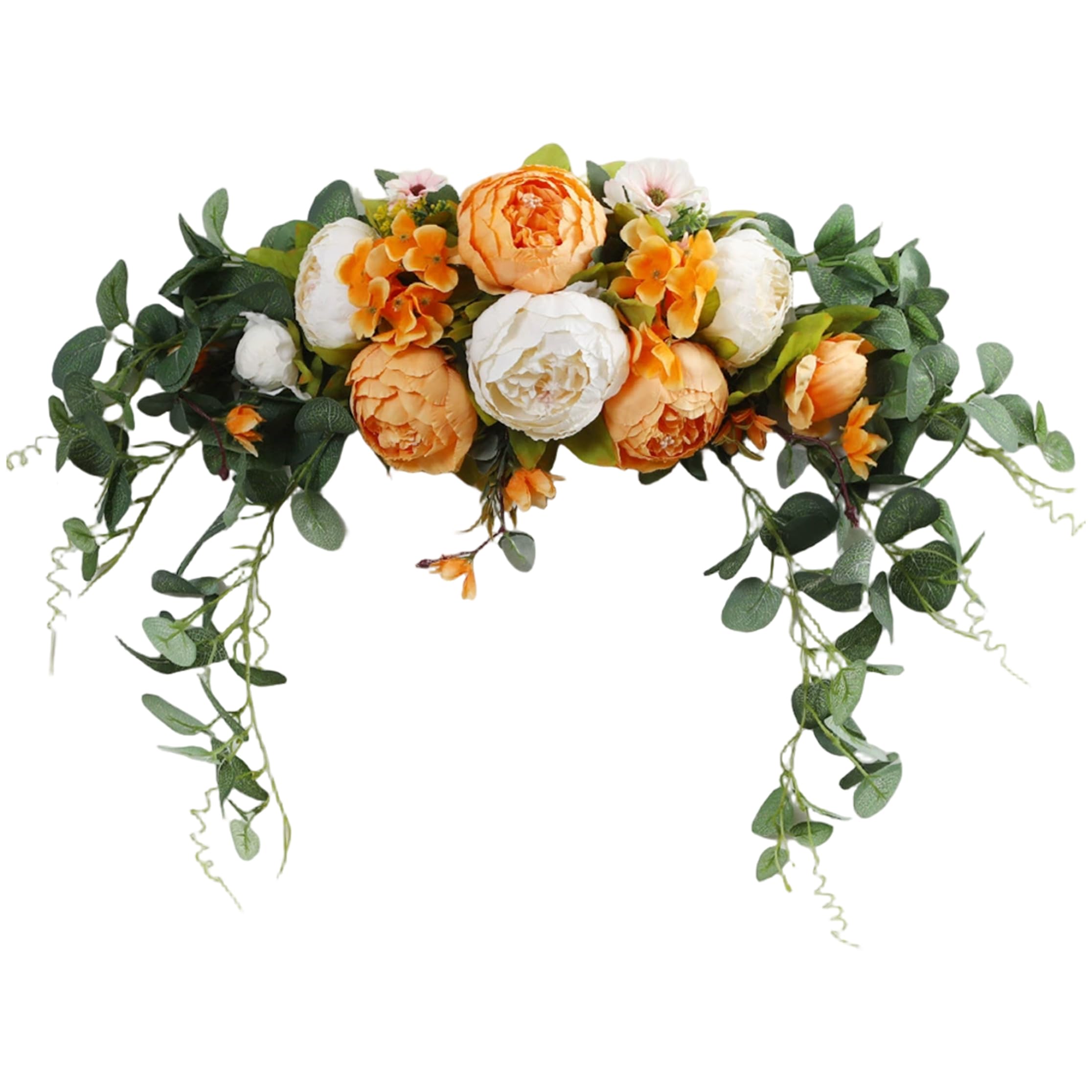 Bemonew Arch Flowers, Elegant Wedding Arch Flowers with Leaves, Artificial Floral Swag for Weddings, Home & Party Decorations, Orange