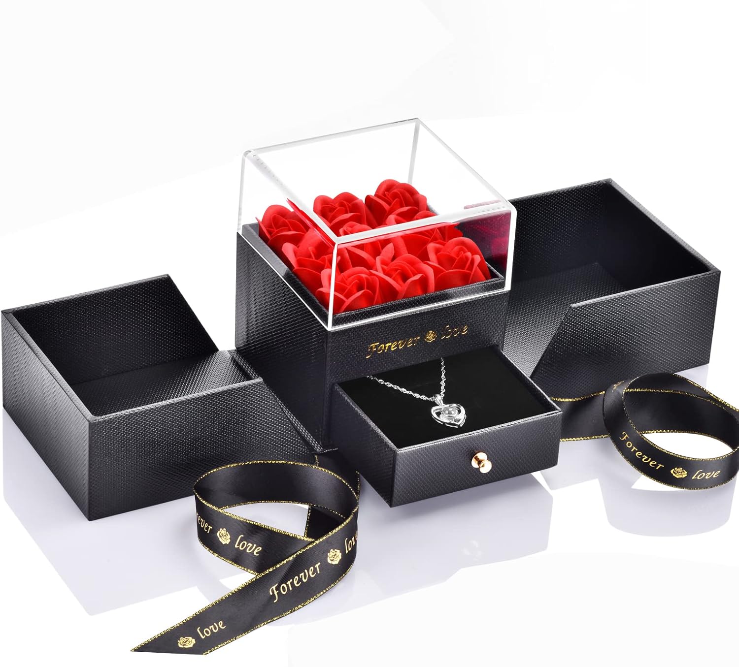 Ewige Rose Mit 925 Silber Halskette | Romantisches Geschenk Für Frauen