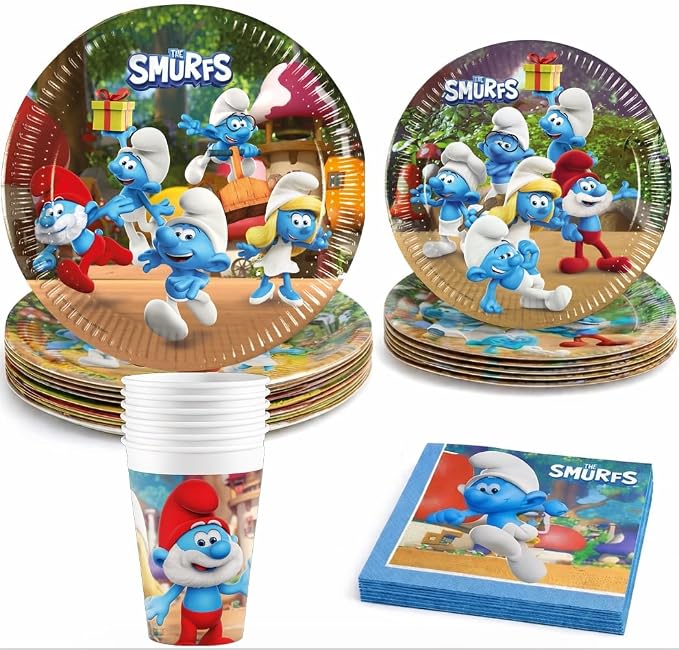 The Smurfs Birthday Party Supplies with Plates, Napkins and Decorations