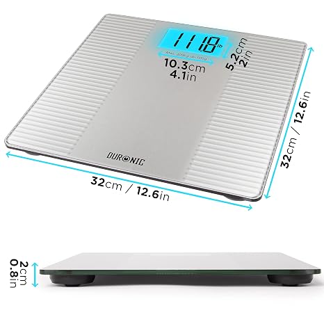 Duronic Digital Bathroom Scales BS204 Body Weight Weighing Scales Stone lb kg High Precision Sensors 200kg Capacity Non Slip Body Scales