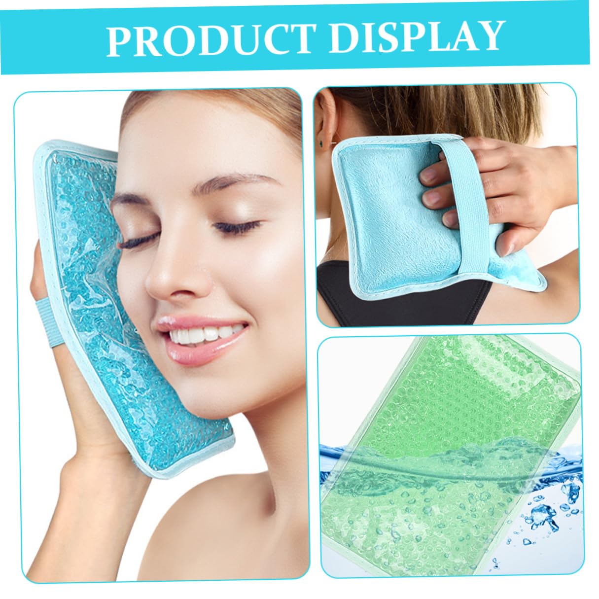 3 Stück Wiederverwendbare Gel Kühlkompressen Mit Riemen Flexibel Für Kälte Und Wärmetherapie Weiche Gel Pads in Blau Grün Rosa Vielseitig Für Kopf Nacken Rücken Und Taille