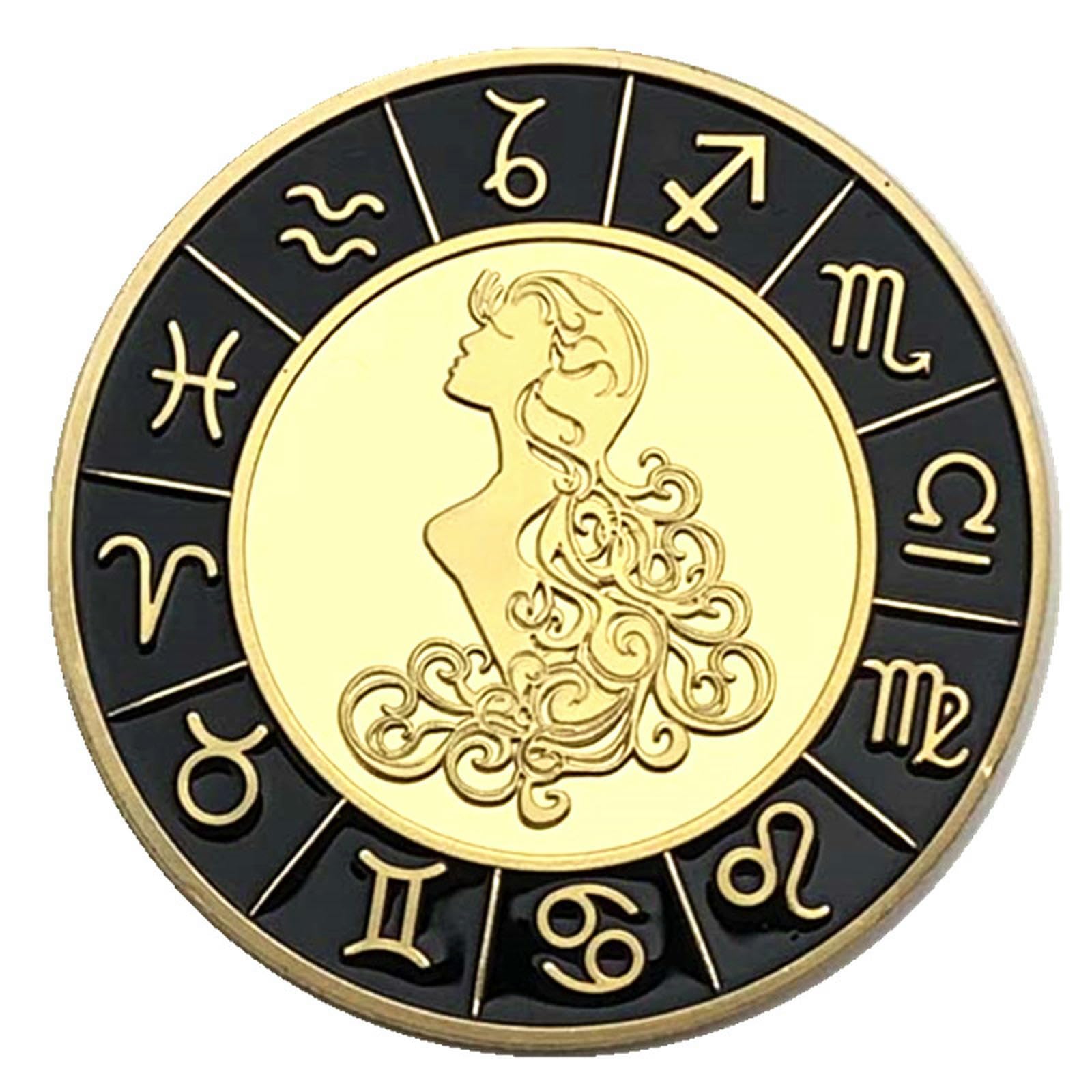 Signos del Zodíaco Color Diamante Chapado en Oro Moneda Conmemorativa Colección de Artesanías de Monedas - 12 Piezas combinación
