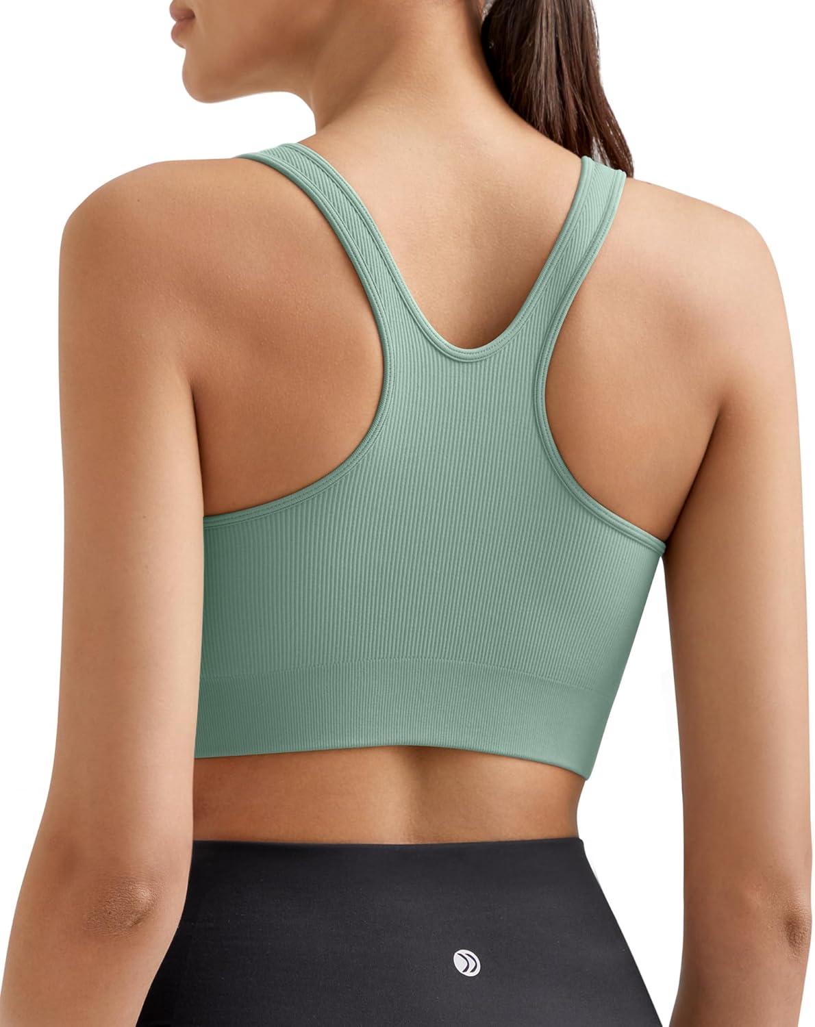 Promover Padded Sports Bras for Women Y-Back Racerback Seamless Medium Supportive Ribbed Yoga Cami Bra