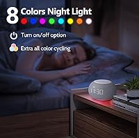 Vista 6 de REACHER - Máquina de sonido con atenuación automática y reloj de alarma con luz nocturna, 20 sonidos relajantes, pantalla digital LED, temporizador