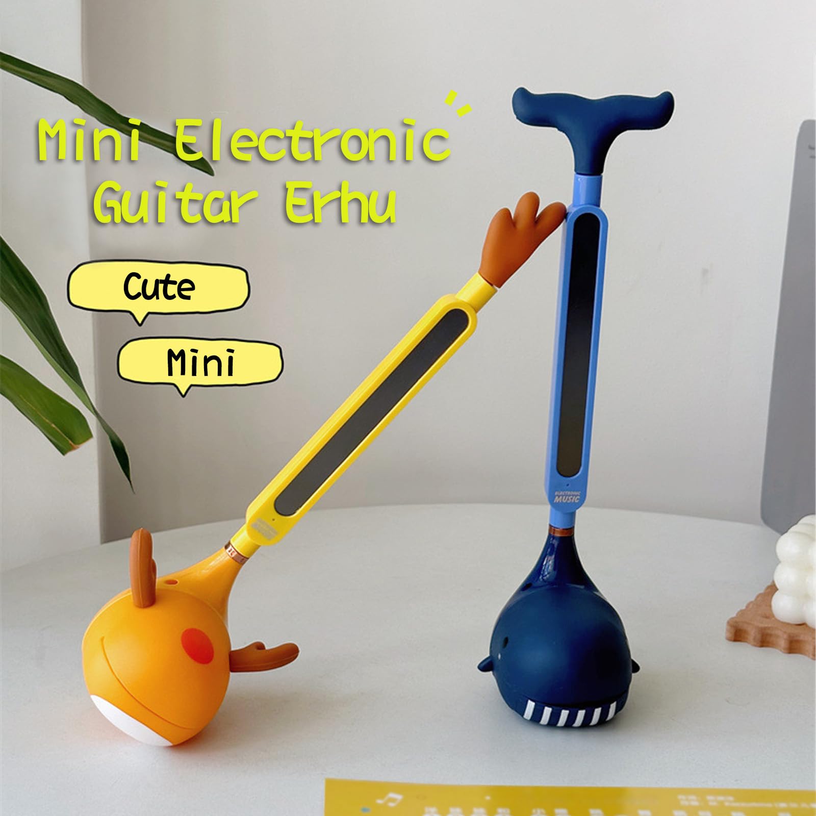 Erhu electrónico Adorable Mini Guitarra Erhu Lindo Forma de Dibujos Animados Sintetizador de Música Aprendizaje Educativo Temprano Instrumento Musical Educativo Diversión Regalo para