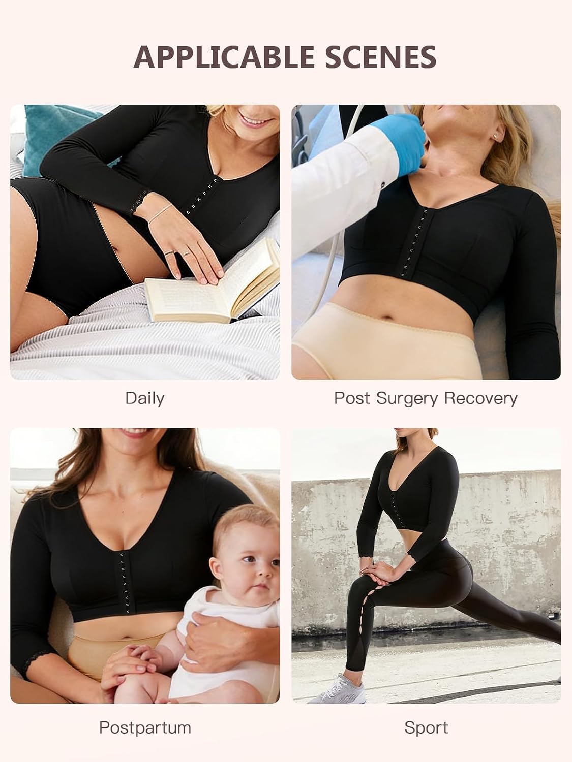 Slimers Arm Compression Sleeve Women: Arm Lipo Compression Garments Front Closure Shapewear Bra