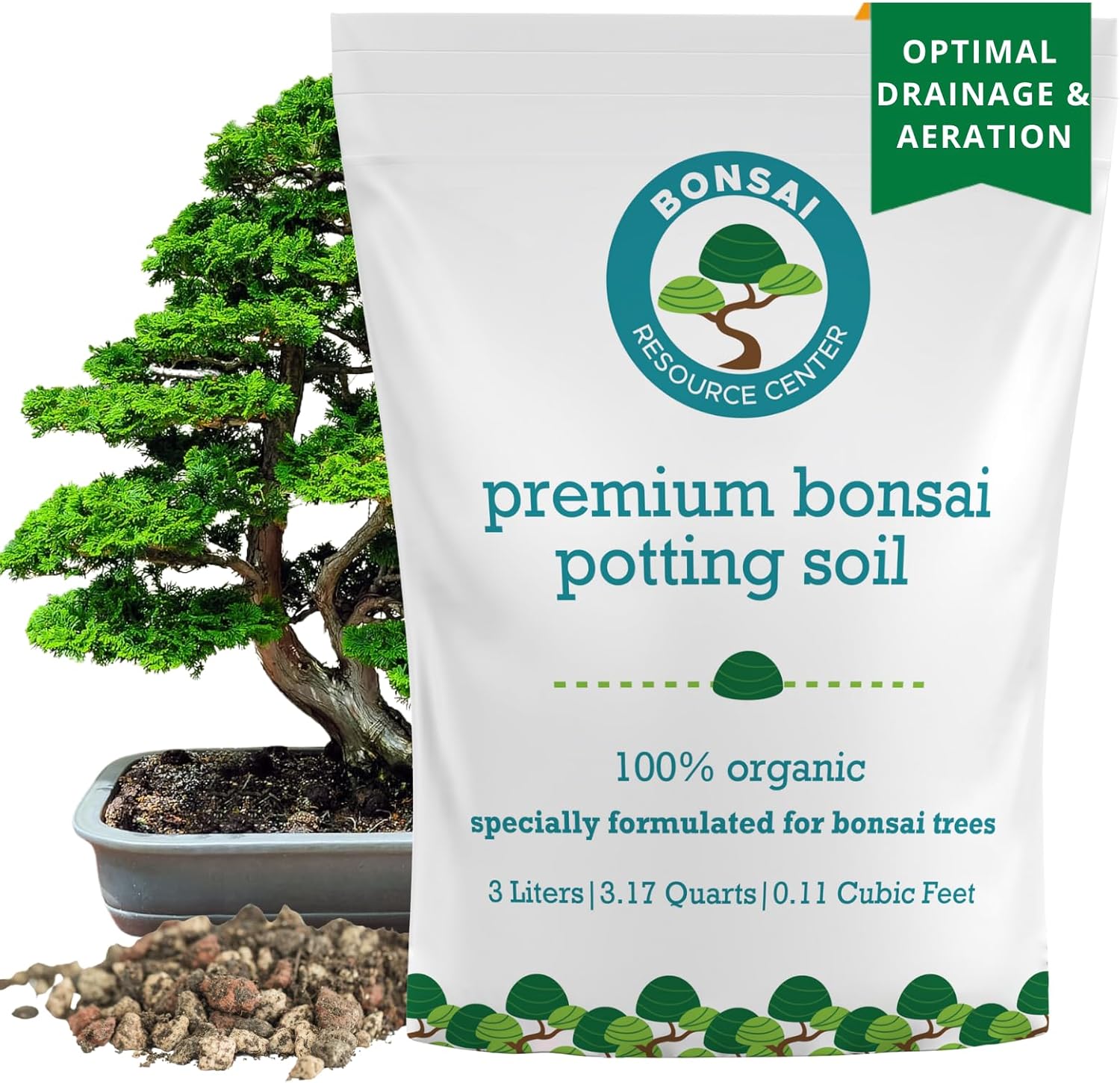 100% Organic Bonsai Soil – All-Natural, Well-Draining Potting Mix for Healthy Bonsai, Succulents, Cactus & Kokedama | Pumice, Akadama, Bark | Made in USA | 3L Bag