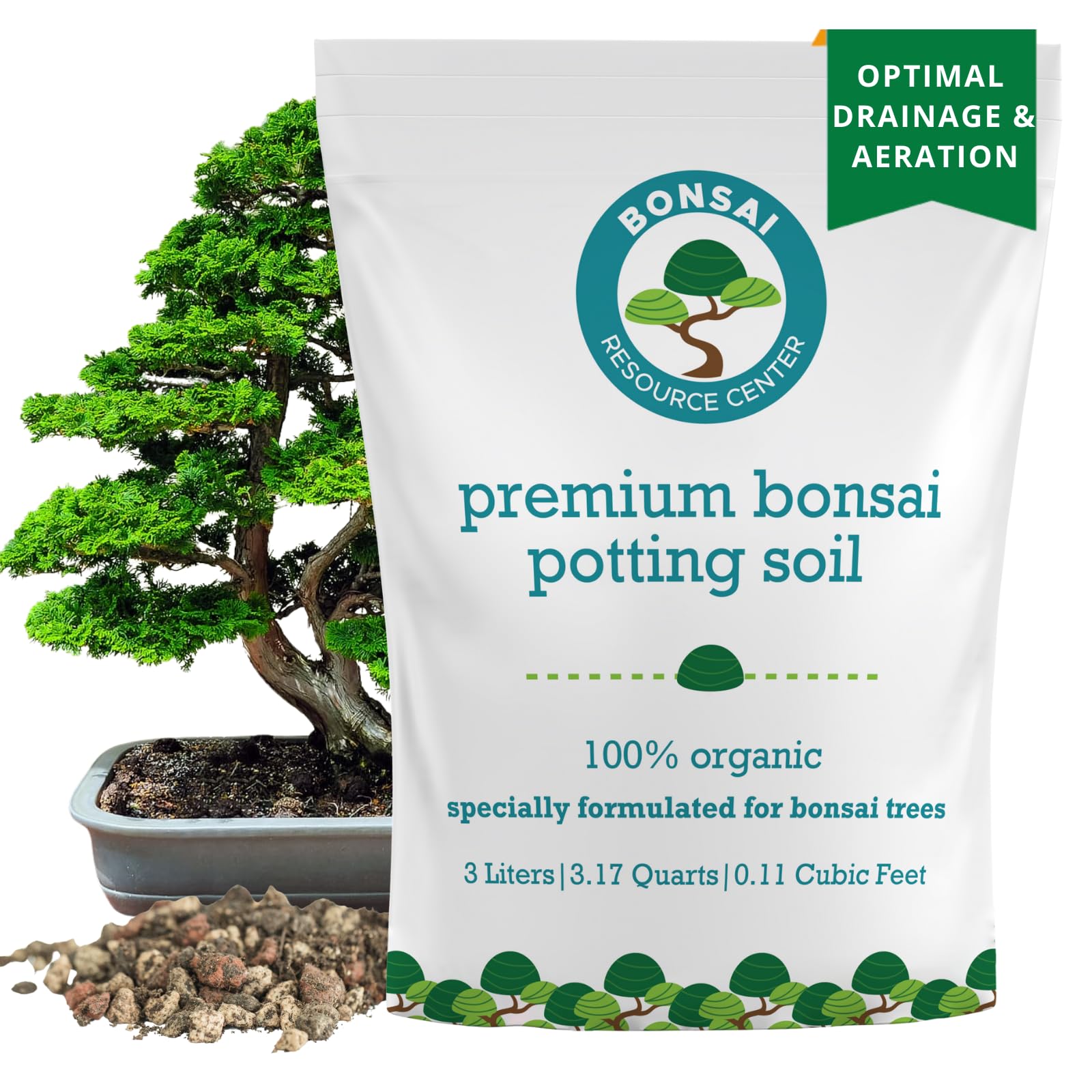 100% Organic Bonsai Soil – All-Natural, Well-Draining Potting Mix for Healthy Bonsai, Succulents, Cactus & Kokedama | Pumice, Akadama, Bark | Made in USA | 3L Bag