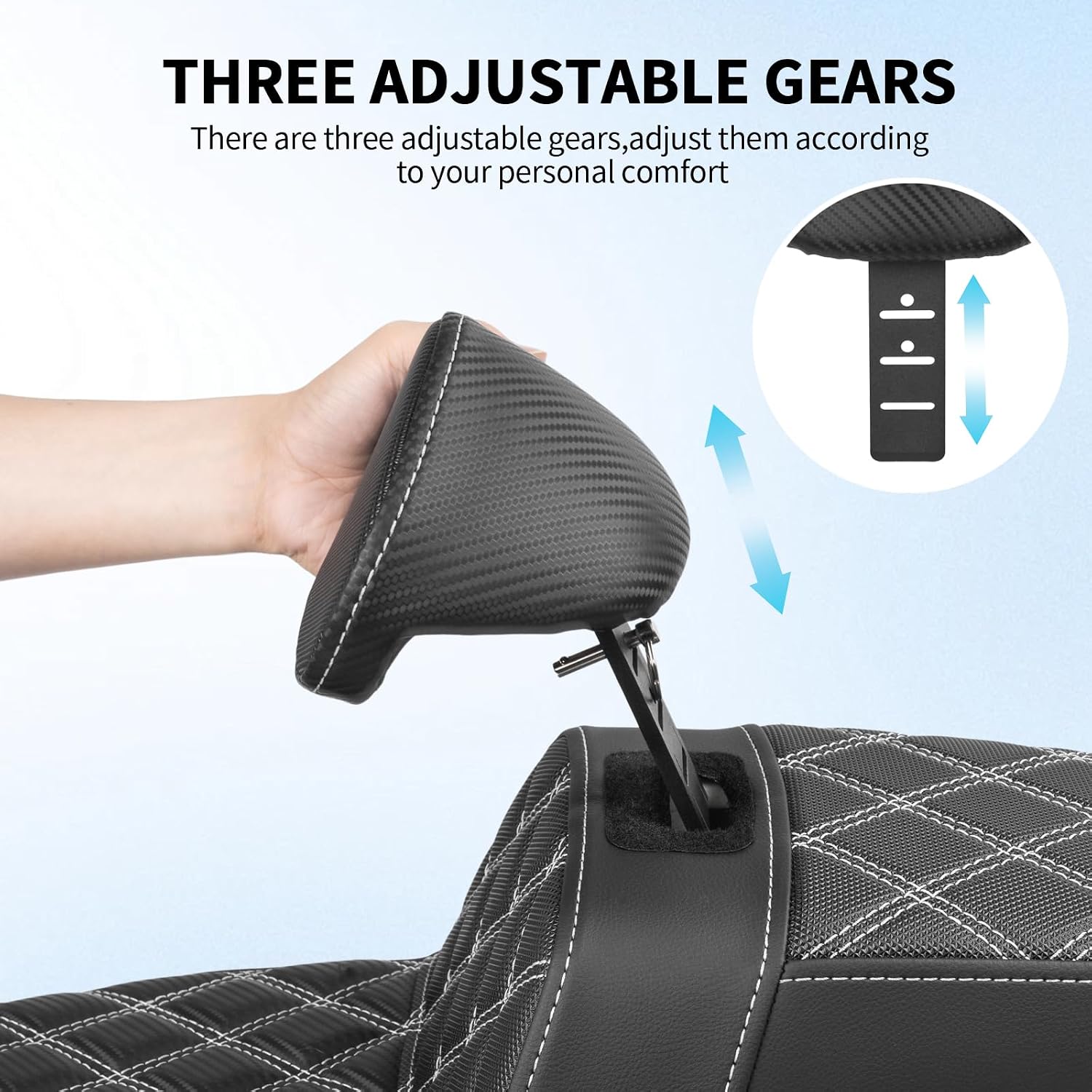 HI-LINE Gel Touring Seat for Harley Touring 2024-2026 | Designed for Touring Comfort with Gray Diamond Stitching Driver Backrest for Road Glide, Street Glide & 2023-2026 CVO models