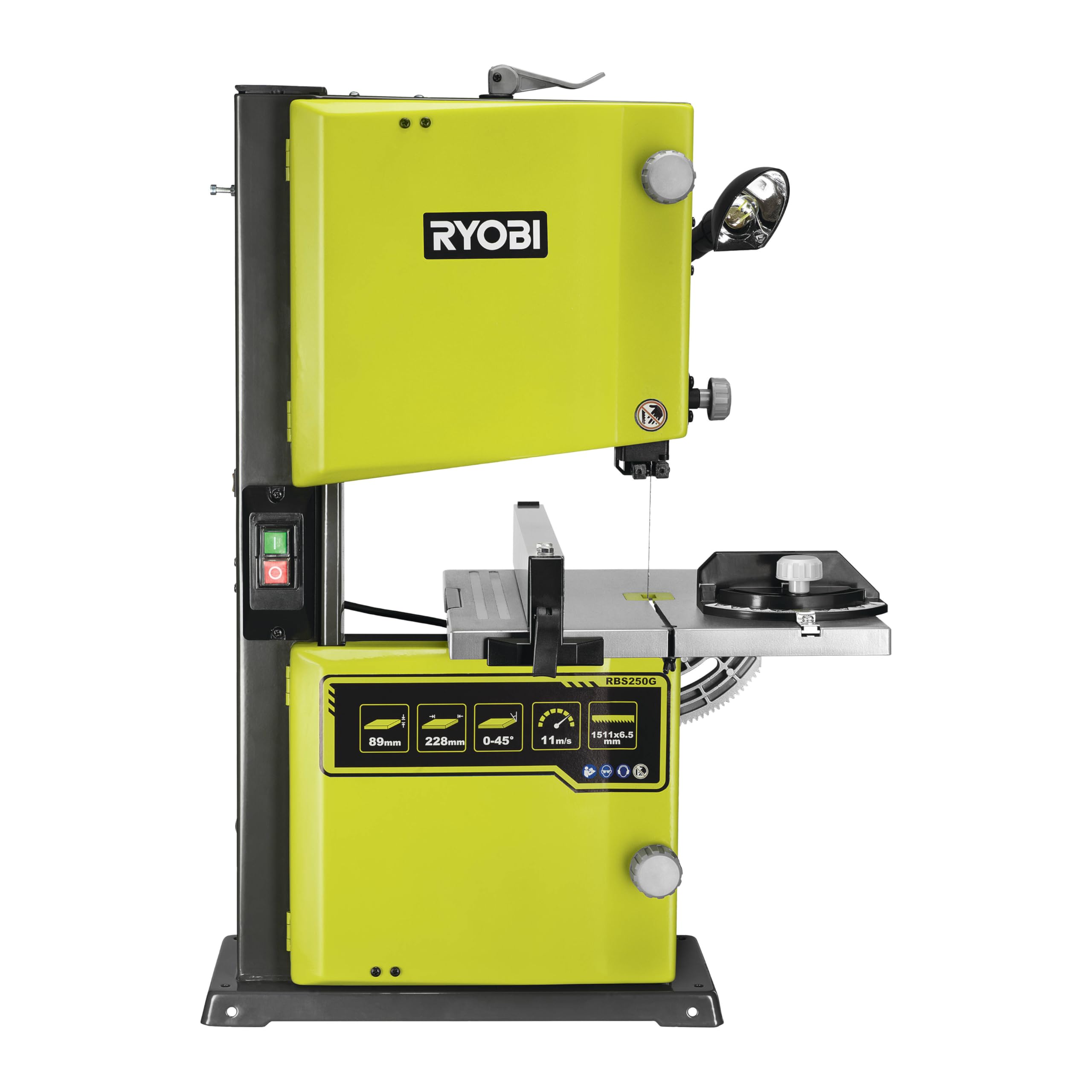 RYOBI Scie à Ruban RBS250G 350W Col de Cygne 230mm Table Inclinable
