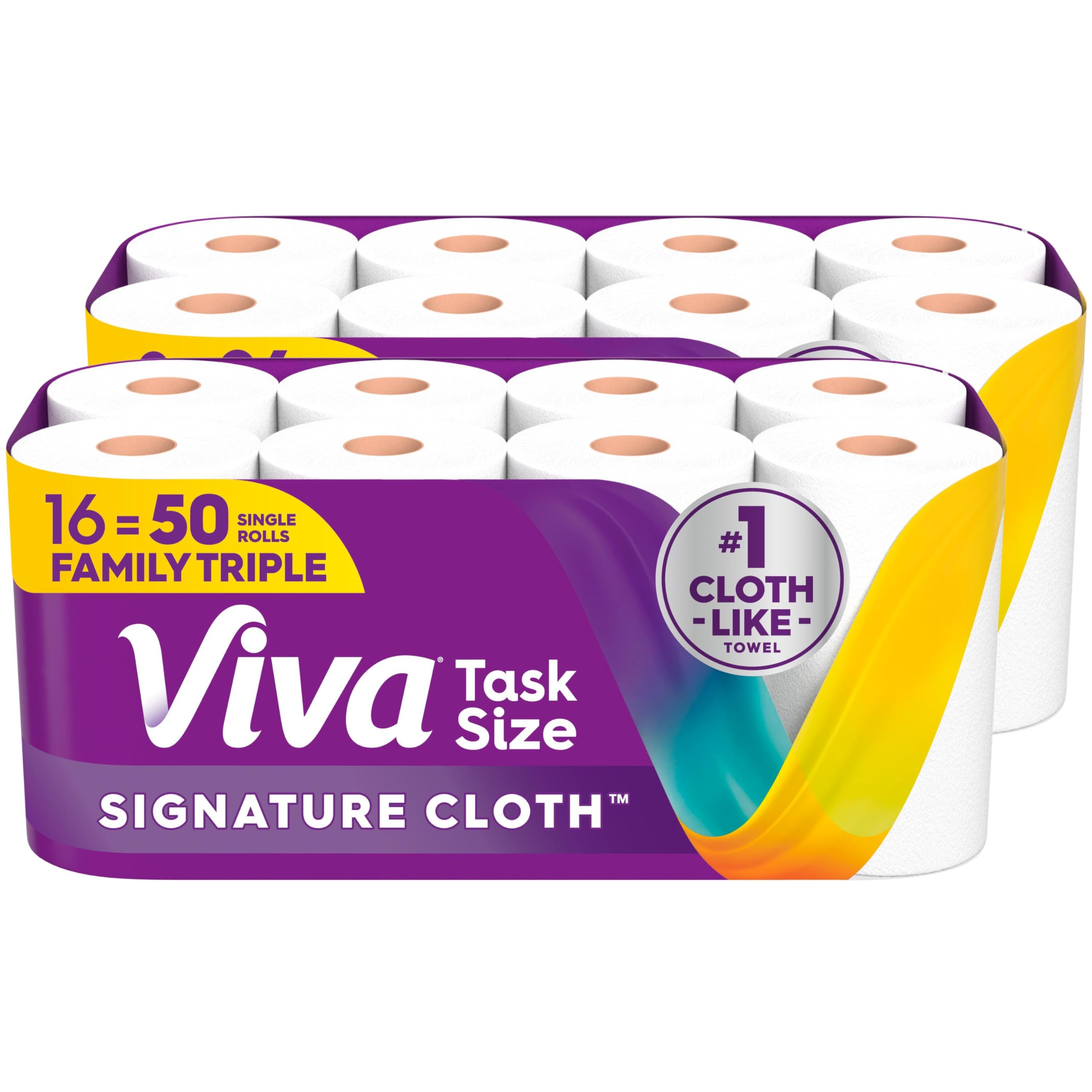 Viva Signature Cloth Paper Towels, Task Size, 16 Family Triple Rolls, 141 Sheets per Roll (Packaging May Vary)