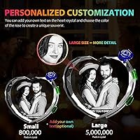 Vista 2 de 3D Crystal Photo with Red Crystal Rose, Personalized Mothers Day Gifts for Mom, Wife, Women, Her, Girlfriend, Couple, Customized Glass Photo