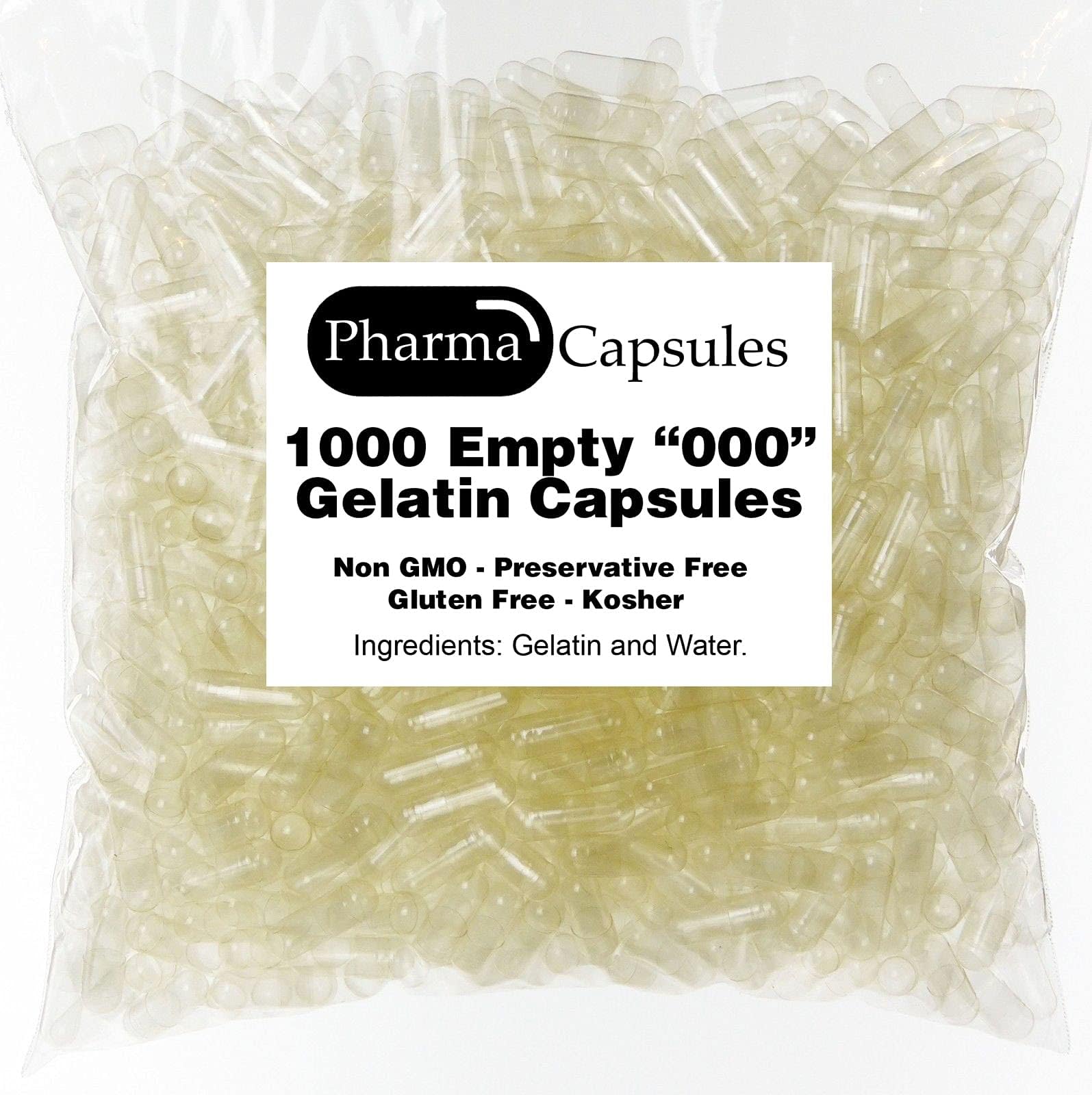 PharmaCapsules Empty Gelatin Capsules (000, Quantity 1000)