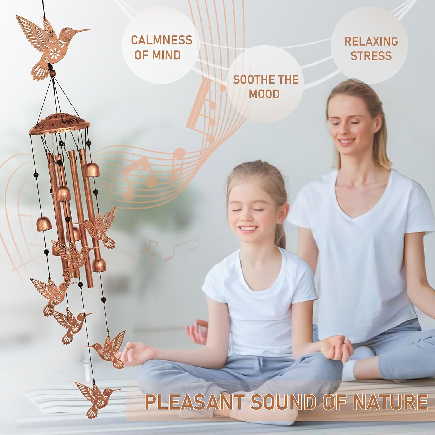 GDNSFIT Hummingbird Wind Chimes for Outside,Metal Windchimes,Hummingbird Gifts for Women/Men,Wind Chime Garden Decor Outdoor,Memorial/Housewarming/Birthday/Festival Gifts,Front Yard Decor