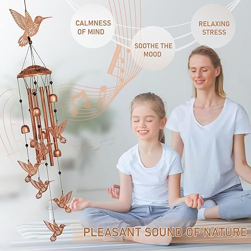 Miniatura 4 de Campanillas de viento de colibrí para exteriores, campanillas de viento de metal, regalos de colibrí para mujereshombres, decoración de jardín al