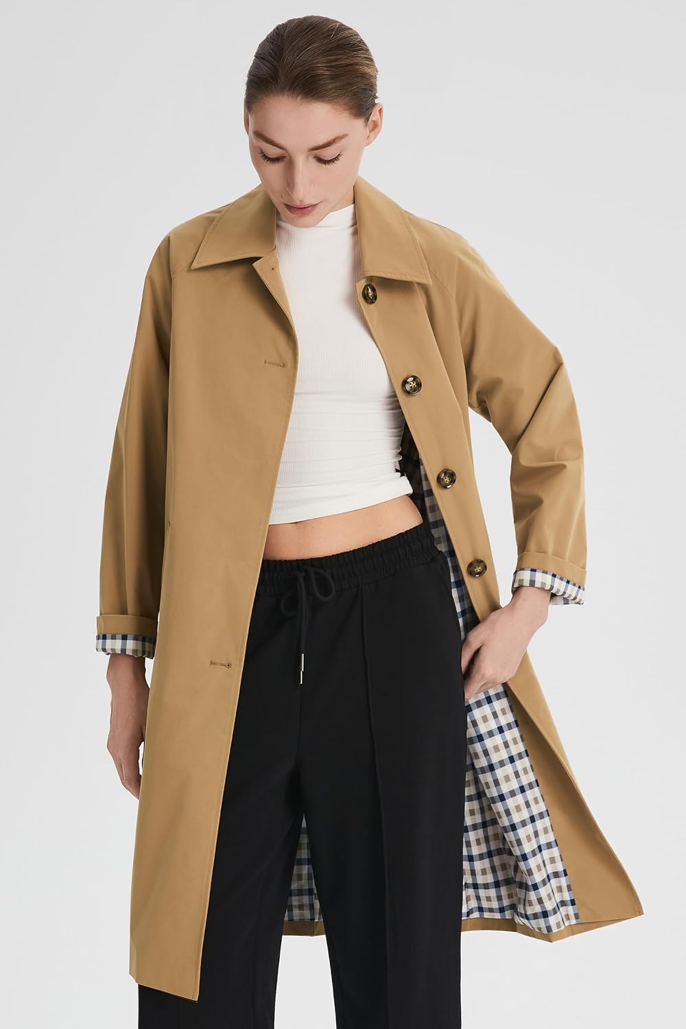 Orolay CHIIONE Women Waterproof Trench Coat Single Breasted Lightweight Classic Coat with Deep Pockets, Spring Summer Travel