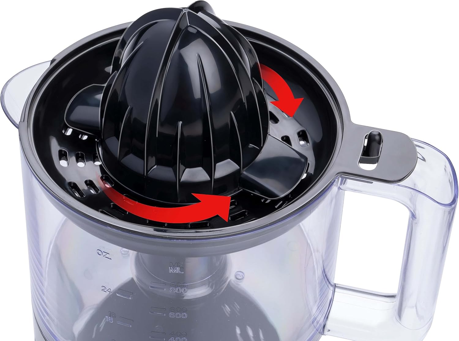 alpina Electric Citrus Press – 30W/230V – Juice Extractor – Juice Container 800 ml – Filter for Pulp and Seed – BPA-Free – Silver