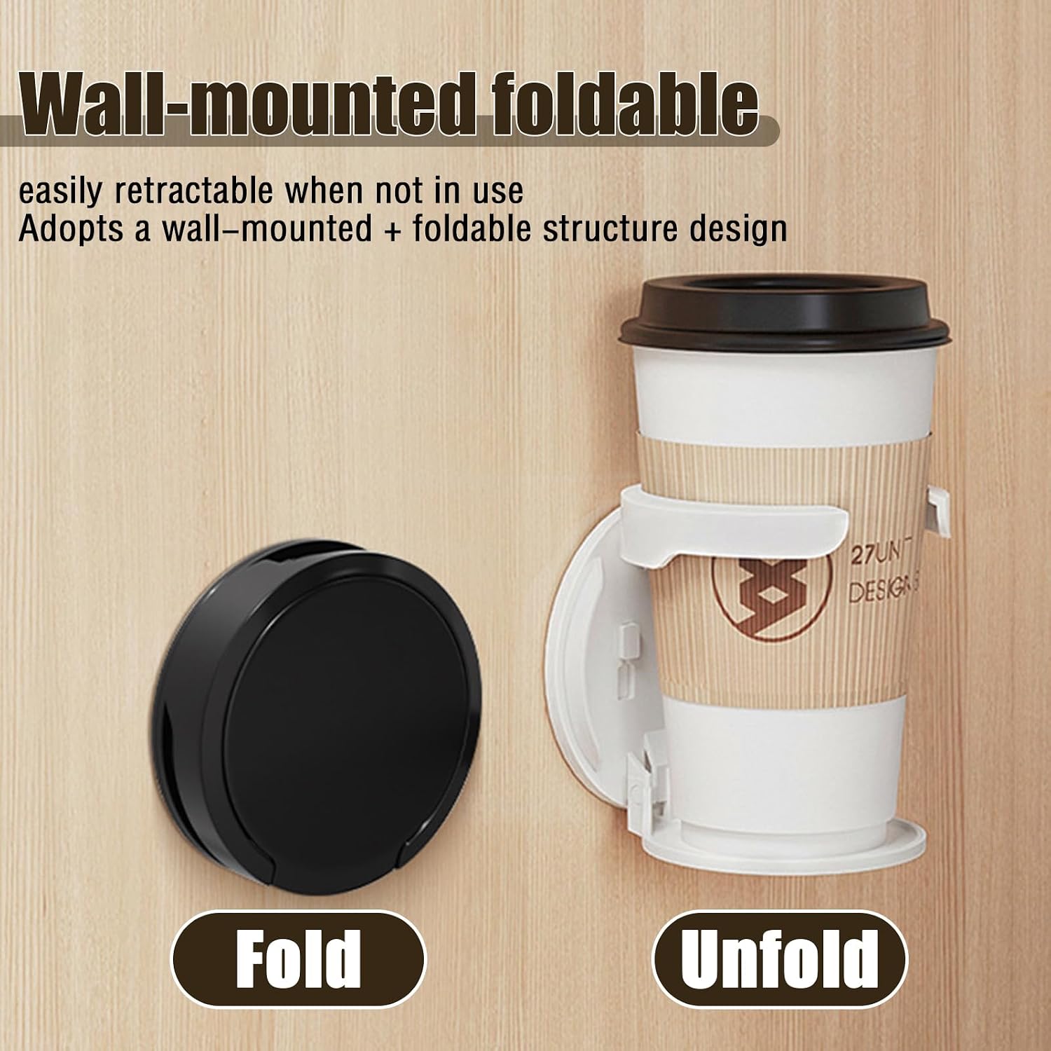 2 Pcs Water Bottle Holder, Stable and Durablee Wall Cup Holder, Space Saving Water Bottle Organizer Storage for Drinks and Coffee (White&Black)