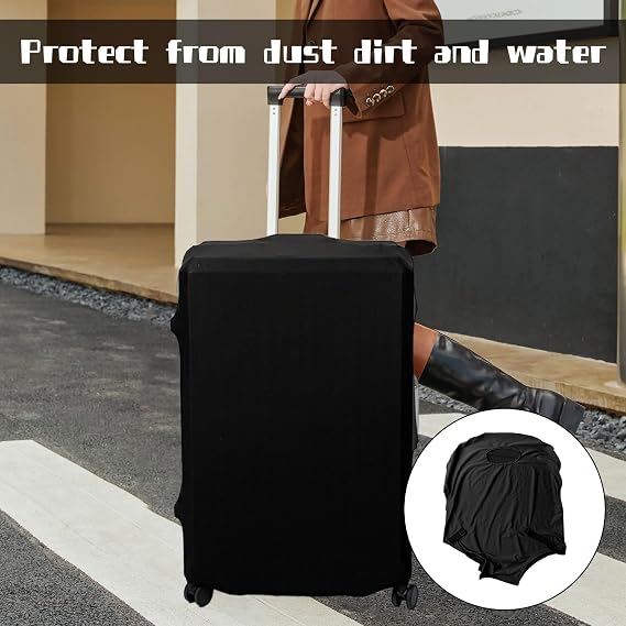 Suitcase Cover Luggage,Black Elastic Suitcase Covers Protectors,Luggage Covers for Suitcases,Dustproof Trolley Baggage Protector for 26-29 Inch Suitcase