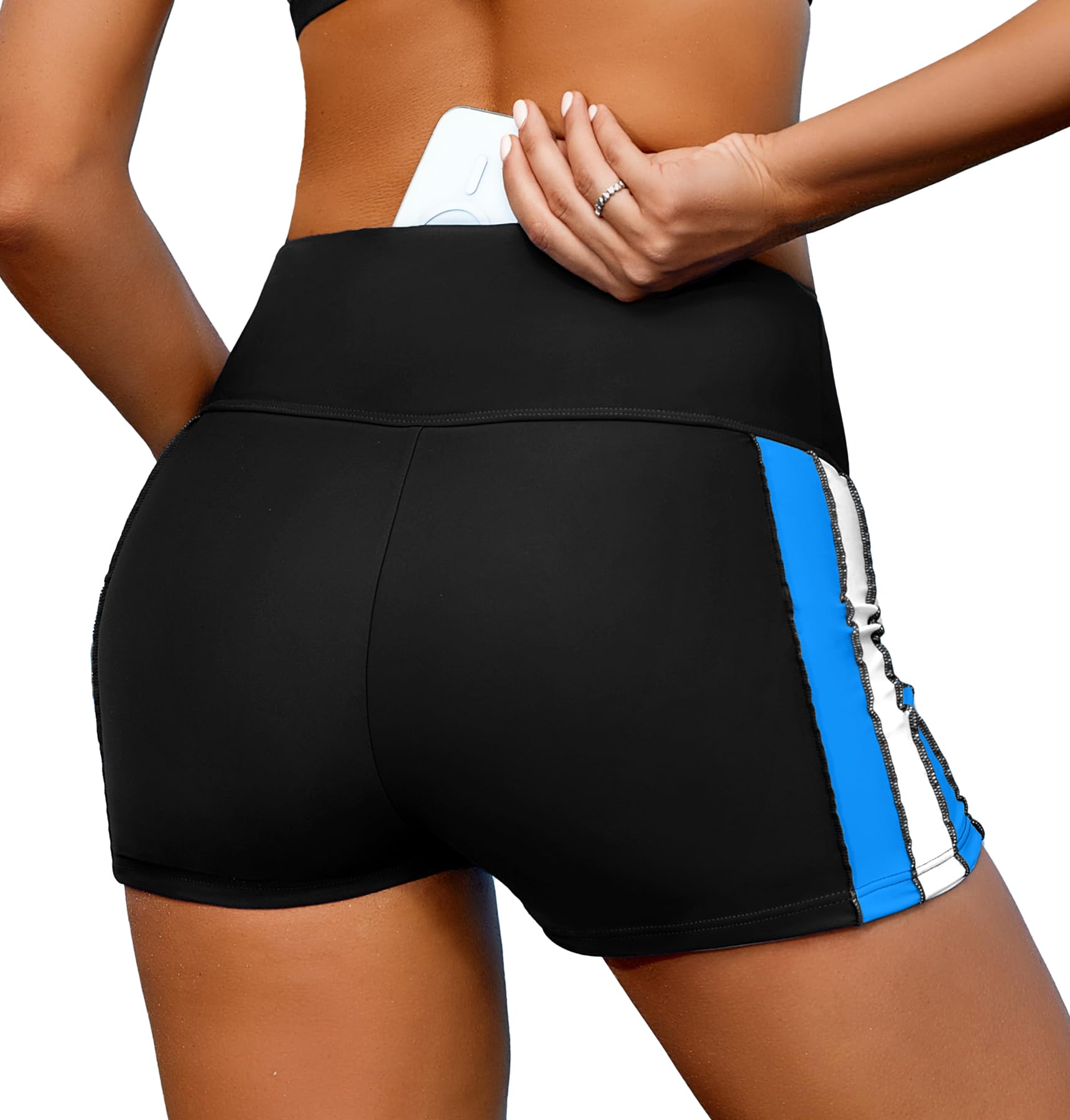 ALove Swim Shorts Womens Stretchy Sporty Bathing Suit Bottoms Side V Slit Boyshorts Swimsuit Board Shorts