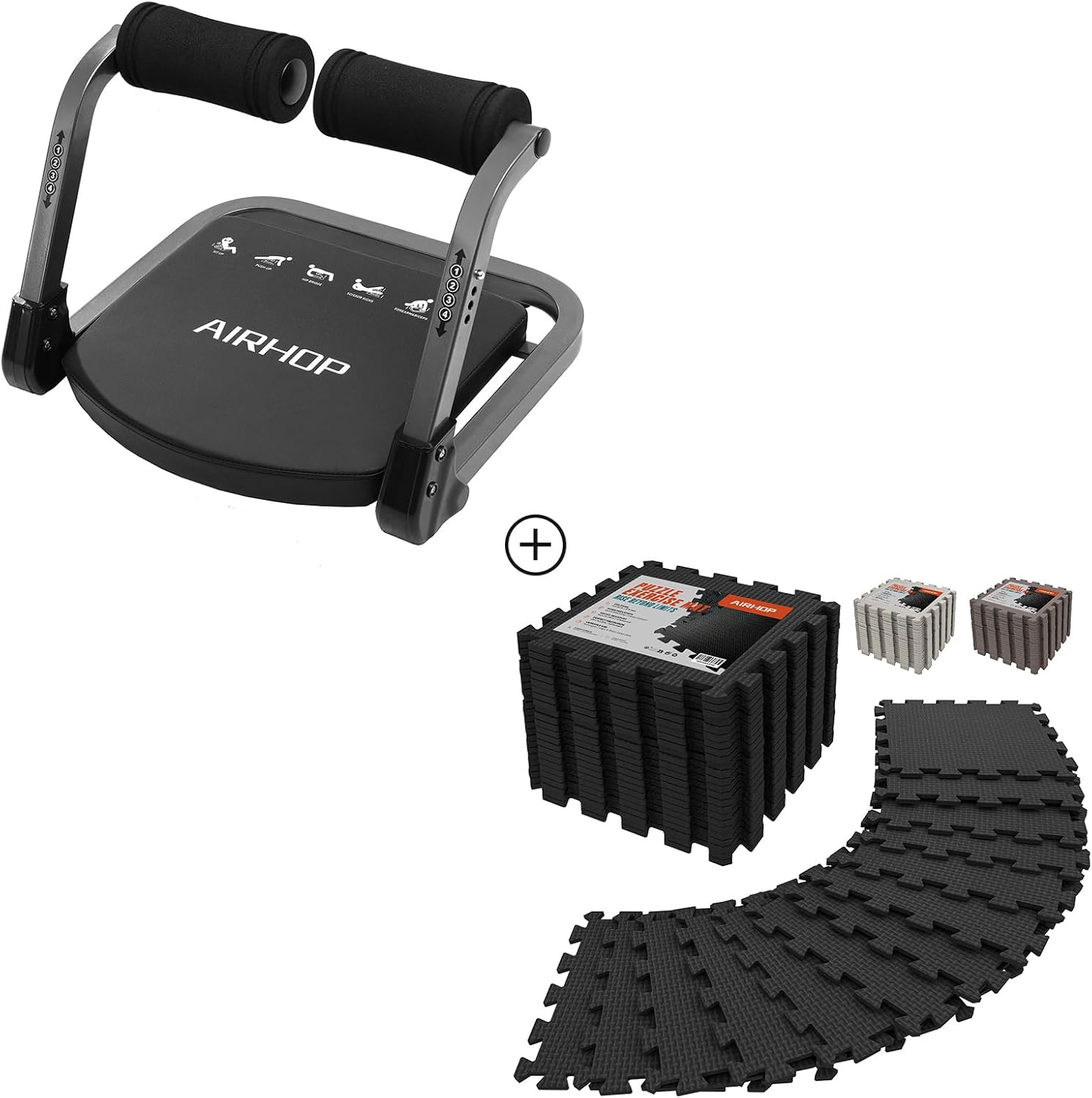 AIRHOP Ab Machine for Stomach Workout + AIRHOP Gym Floor Mat